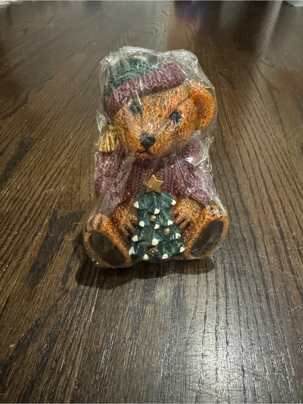 Bloomingdale’s Brown Bear Candle with Green Christmas Tree New